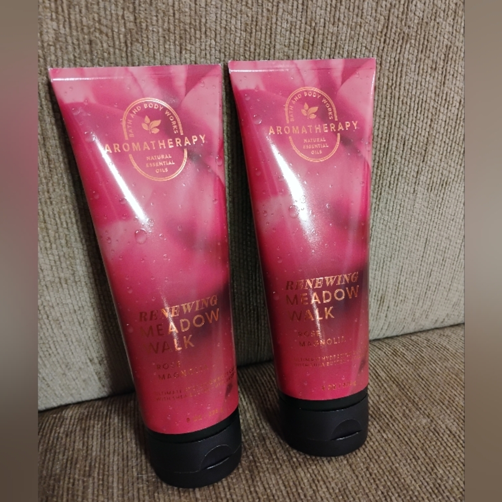 2x Bath & Body Works Aromatherapy Renewing Meadow Walk Rose Magnolia Body Cream